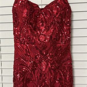 Elegant Red Sequin Dress